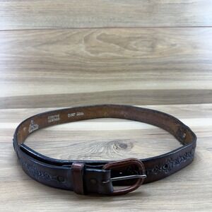Leegin Women's Belt Size 34 Dark Brown Leather Buffalo Nickel